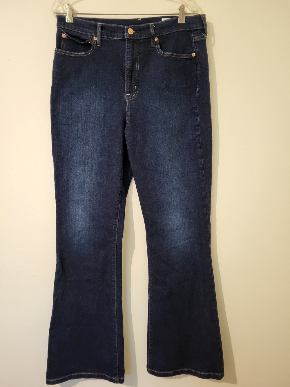 GAP 70's Flare Hi Rise Jeans 14T Dark Wash 32x33 Bootcut Western Retro